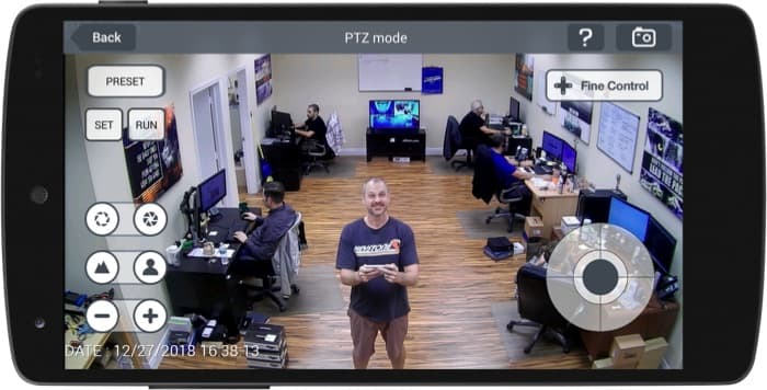PTZ Security Camera Controls from Android Mobile App