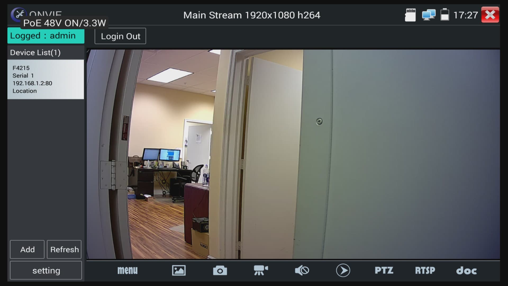 POE Network Camera Test Monitor