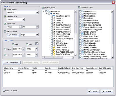Advanced Alarm Search - When searching for alarms, user can search by alarm Advanced Alarm Search - When searching for alarms, user can search by alarm