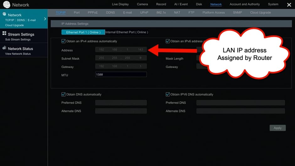 DVR / NVR IP Address