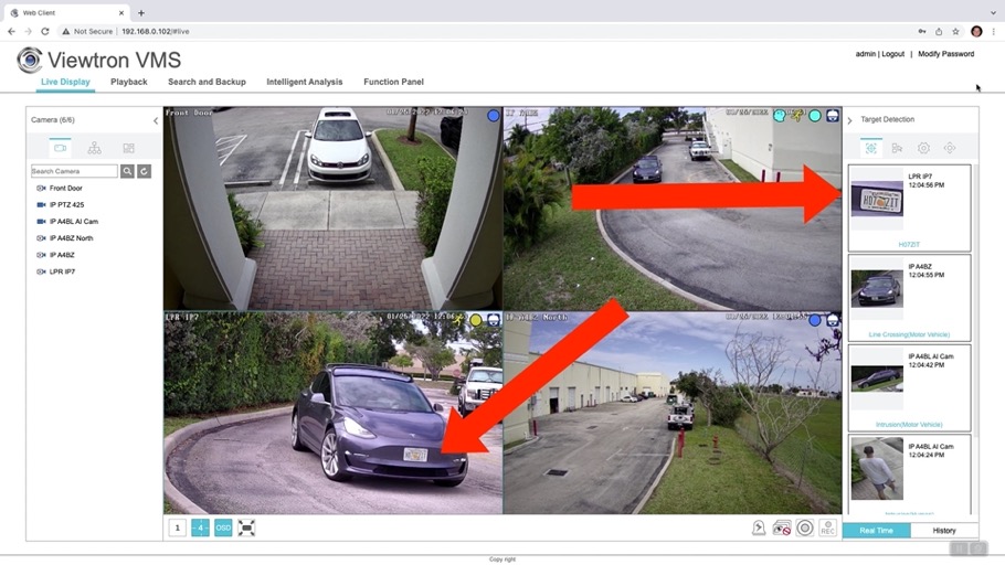Security Camera System Web Browser View
