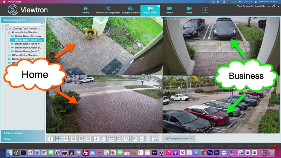 view multiple security camera locations