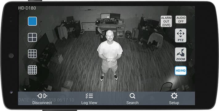 مشاهده از راه دور دوربین امنیتی 180 درجه از برنامه موبایل Android - دوربین در حالت دید در شب مادون قرمز