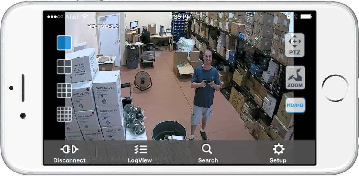 1080p HD-TVI Security Camera - iPhone App View