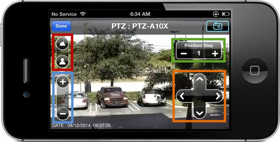iPhone App PTZ Camera Controls