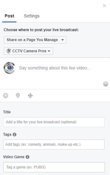 Facebook Live Stream Settings