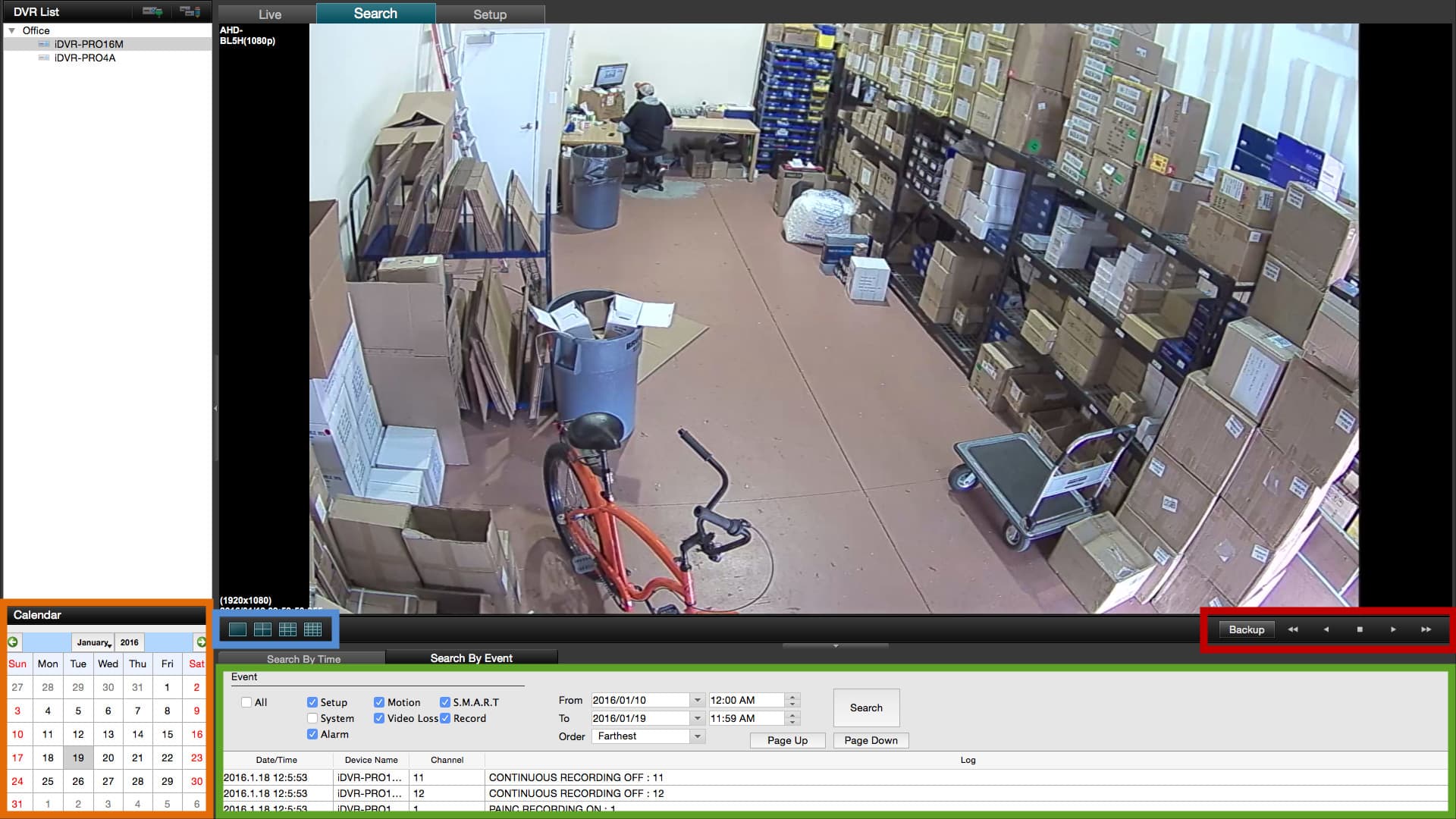 Mac Security Camera Software - Recorded Video Playback via Event Search