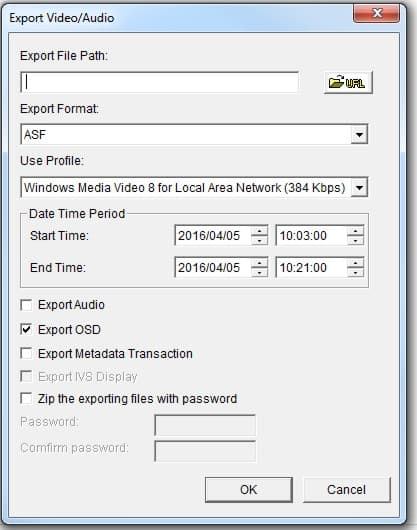 Zavio NVC Recorded Video Search Export
