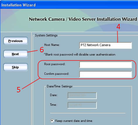 Video Stream Setup - Enter Hostname and Password