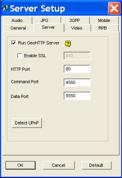 Geovision WebCam Server Ports