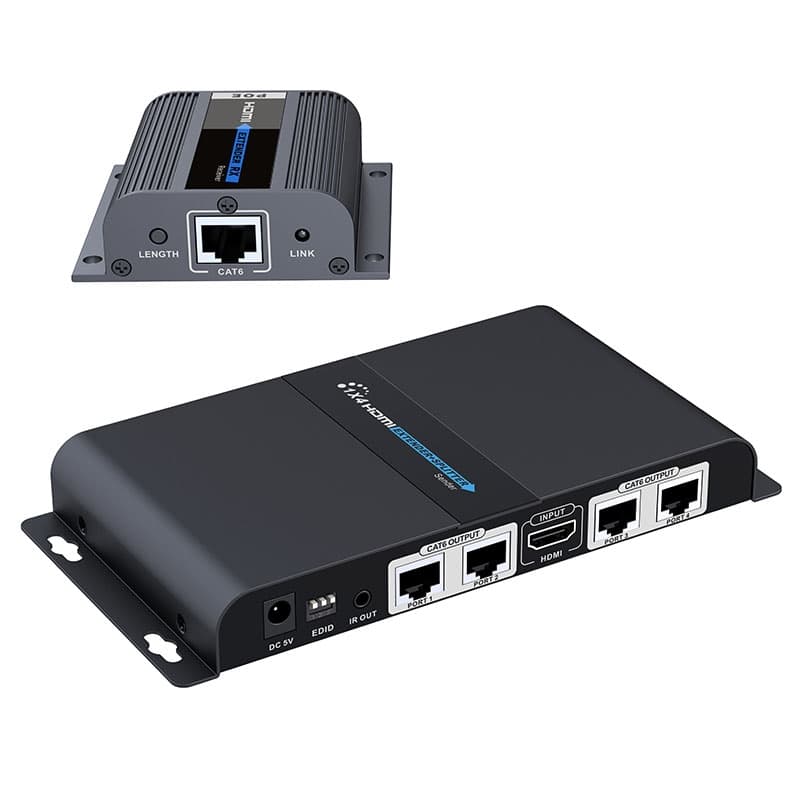 to CAT6 Ethernet HDMI Splitter Extender, IR Remote