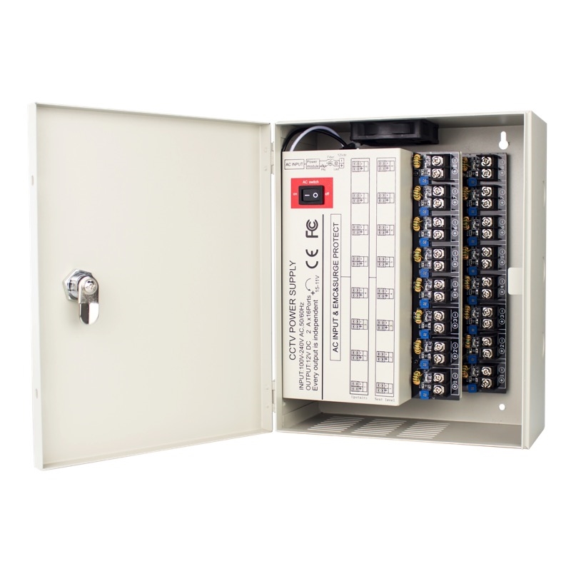 18CH 12V DC 20AMP Output Power Supply Power Box for CCTV Security Camera System 