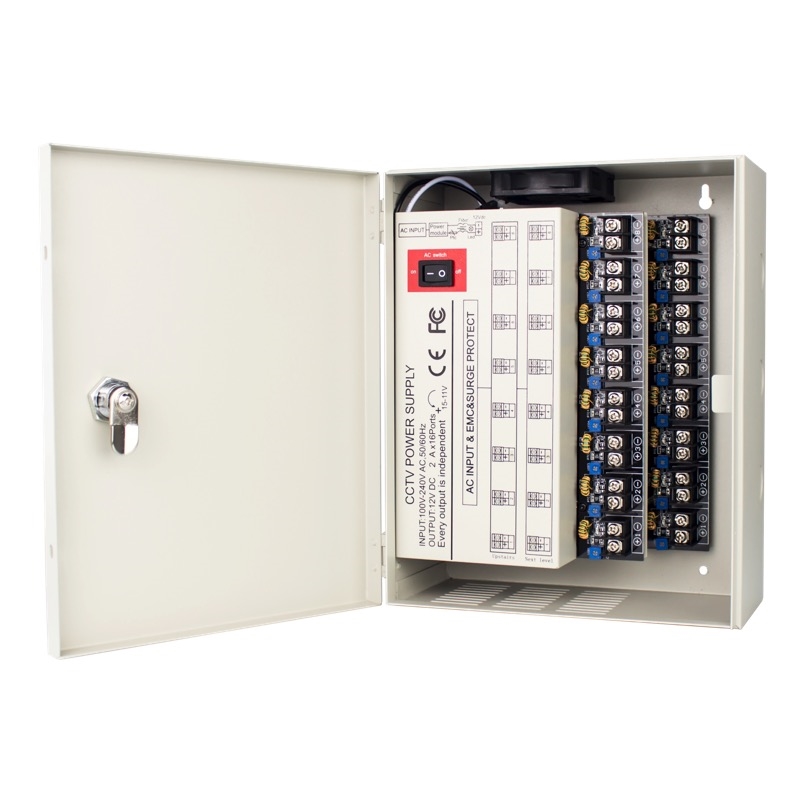TECHVIEW Power Supply Box Security Cameras CCTV 18 CH 12V 20A TV-PSB1820 